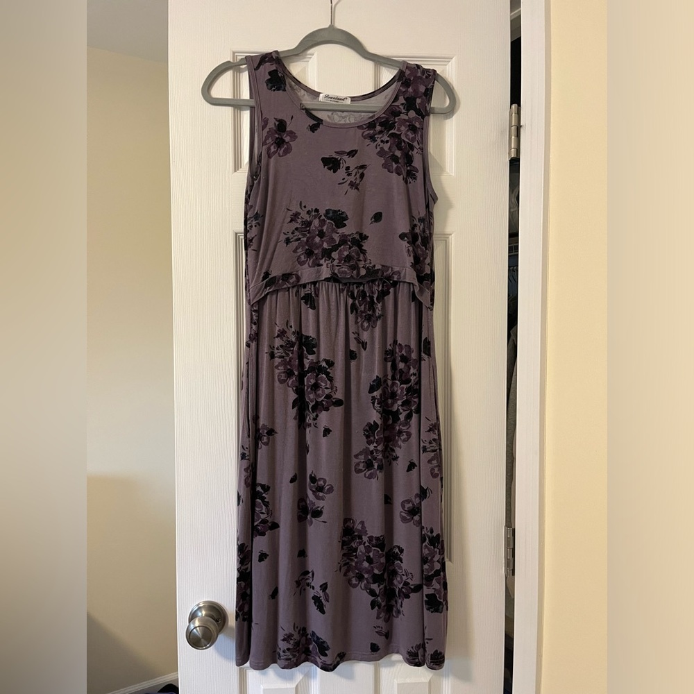Purple Floral Nursing Dress
